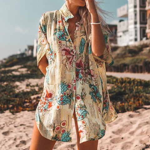 Robe de plage en coton pour femmes, style bohème, caftan, tunique