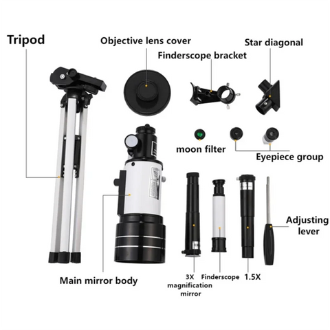 Télescope astronomique avec Finderscope Enfants Professionnel Lune Observation Haute Puissance HD Lunettes Extérieures