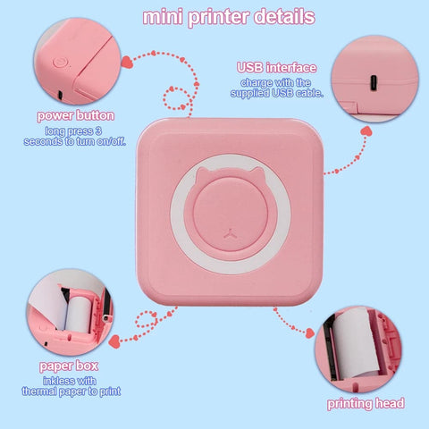 Pocket Mini Thermal Printer Bluetooth WIFI Mobile Phone Photo Label Note English Error Question Learning Printing Portable Maker