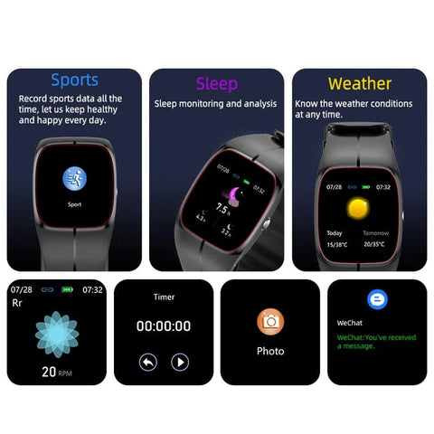 Montre intelligente étanche pour hommes et femmes, tension artérielle, oxygène sanguin, température Linge, moniteur de fréquence cardiaque, montres de sport de sommeil, santé